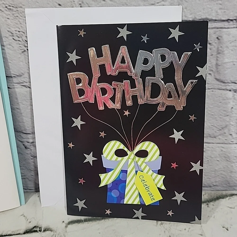 New Greeting Cards Lot Of 5 Happy Birthday‎ 3D Clip-Art Matching Envelopes